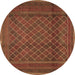 Round Persian Brown Traditional Rug, tr2750brn