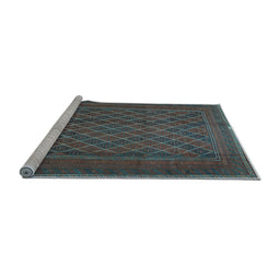 Sideview of Machine Washable Persian Light Blue Traditional Rug, wshtr2750lblu