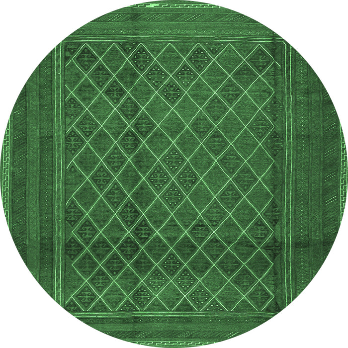 Round Persian Emerald Green Traditional Rug, tr2750emgrn