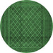 Round Persian Emerald Green Traditional Rug, tr2750emgrn