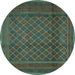 Round Machine Washable Persian Turquoise Traditional Area Rugs, wshtr2750turq