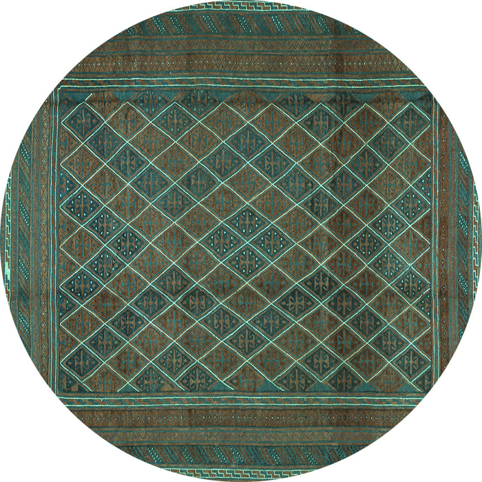 Round Persian Turquoise Traditional Rug, tr2750turq