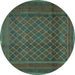 Round Persian Turquoise Traditional Rug, tr2750turq