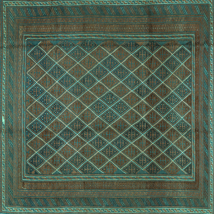 Square Machine Washable Persian Turquoise Traditional Area Rugs, wshtr2750turq