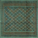 Square Machine Washable Persian Turquoise Traditional Area Rugs, wshtr2750turq