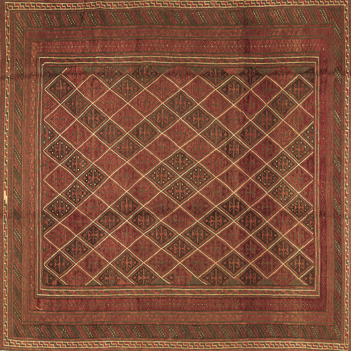 Square Machine Washable Persian Brown Traditional Rug, wshtr2750brn
