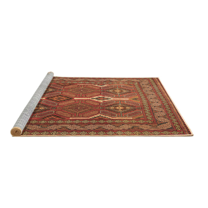 Sideview of Machine Washable Persian Brown Traditional Rug, wshtr2751brn
