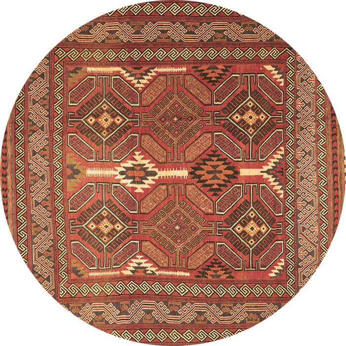 Round Machine Washable Persian Brown Traditional Rug, wshtr2751brn