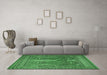 Machine Washable Persian Emerald Green Traditional Area Rugs in a Living Room,, wshtr2751emgrn