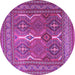 Round Machine Washable Persian Purple Traditional Area Rugs, wshtr2751pur