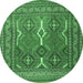 Round Machine Washable Persian Emerald Green Traditional Area Rugs, wshtr2751emgrn