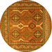 Round Machine Washable Persian Yellow Traditional Rug, wshtr2751yw