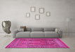 Machine Washable Persian Pink Traditional Rug in a Living Room, wshtr2751pnk