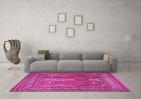 Machine Washable Persian Pink Traditional Rug, wshtr2751pnk