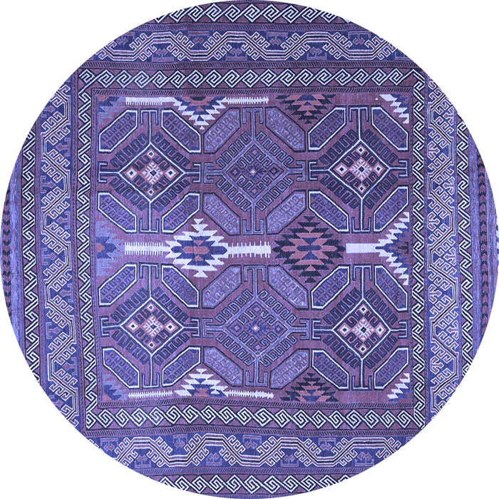Round Machine Washable Persian Blue Traditional Rug, wshtr2751blu