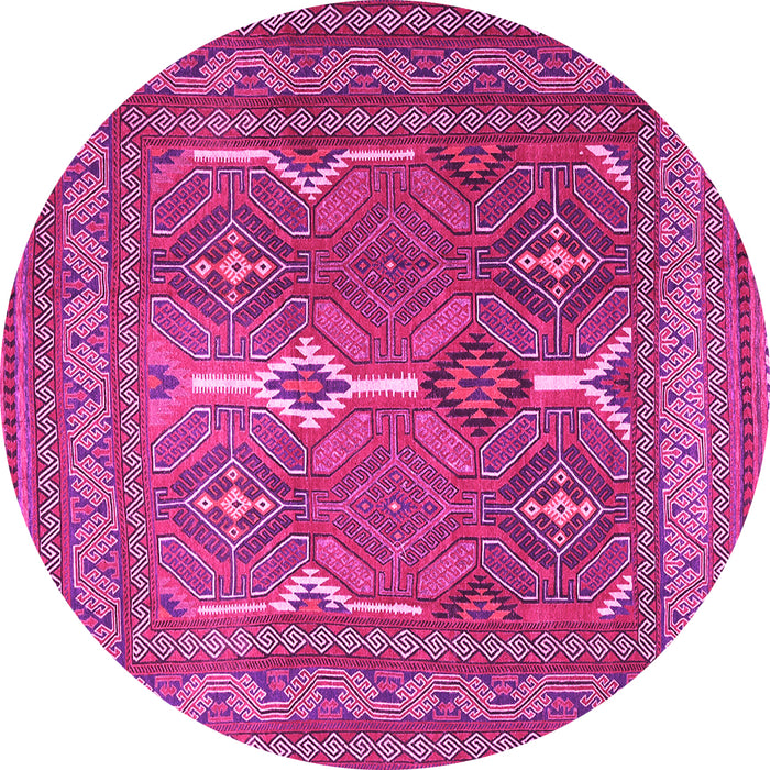 Round Machine Washable Persian Pink Traditional Rug, wshtr2751pnk