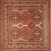 Square Machine Washable Persian Brown Traditional Rug, wshtr2751brn