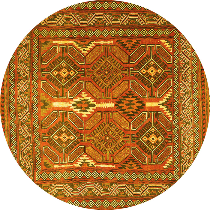 Round Persian Yellow Traditional Rug, tr2751yw
