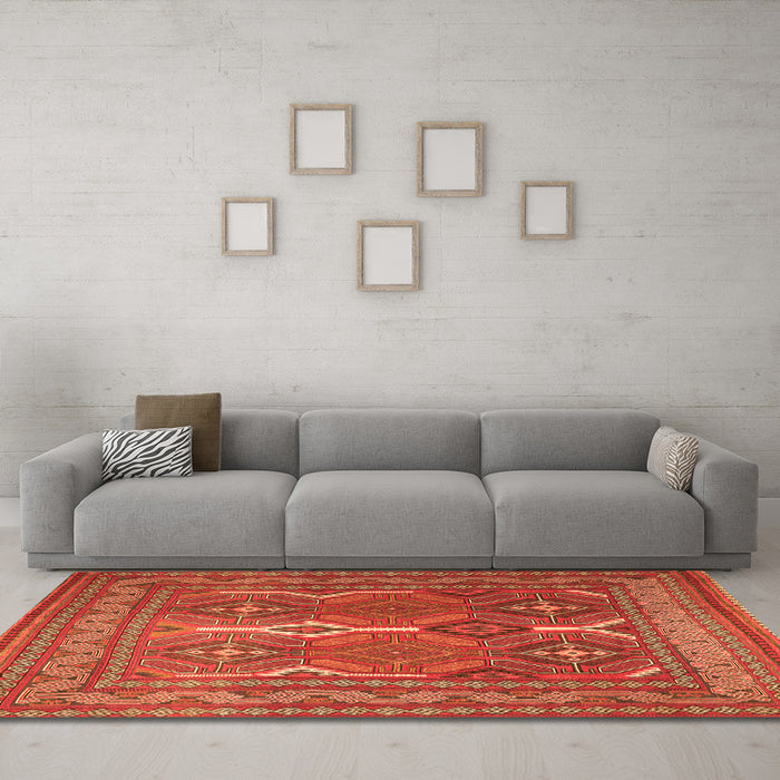 Machine Washable Persian Orange Traditional Area Rugs in a Living Room, wshtr2751org