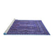 Sideview of Machine Washable Persian Blue Traditional Rug, wshtr2751blu