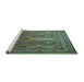 Sideview of Machine Washable Persian Turquoise Traditional Area Rugs, wshtr2751turq