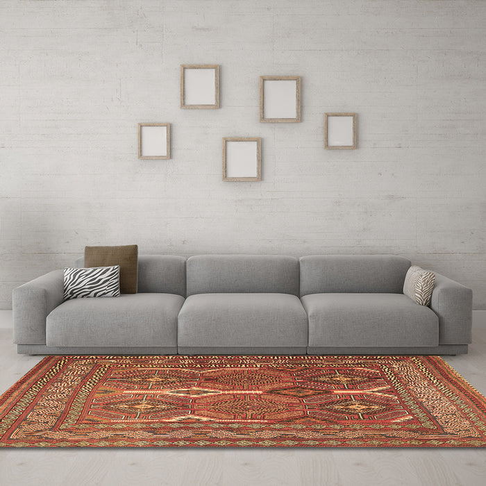 Machine Washable Persian Brown Traditional Rug in a Living Room,, wshtr2751brn