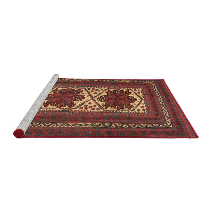Sideview of Machine Washable Traditional Tomato Red Rug, wshtr2752