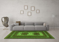 Machine Washable Persian Green Traditional Rug, wshtr2752grn