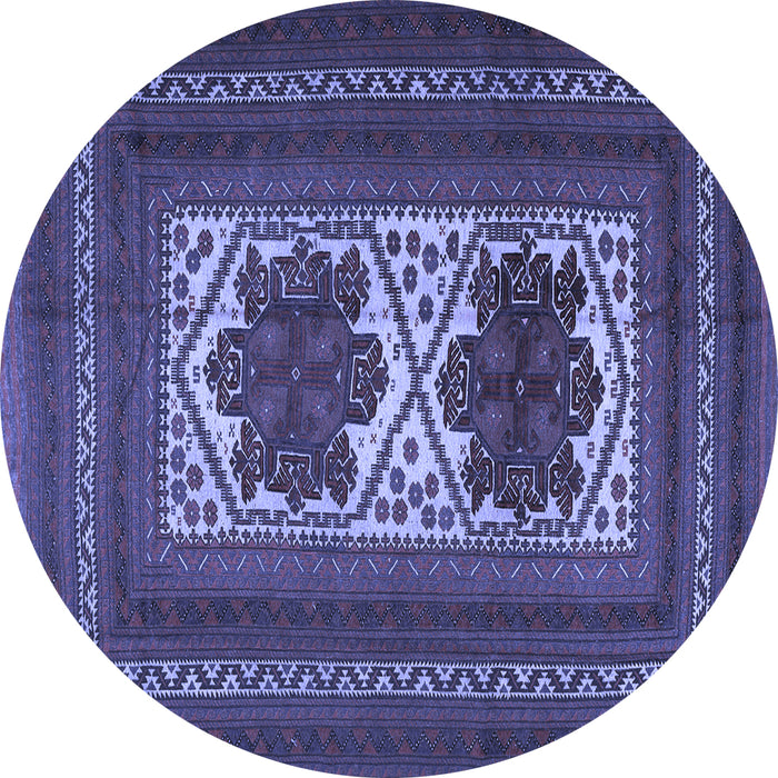 Round Machine Washable Persian Blue Traditional Rug, wshtr2752blu