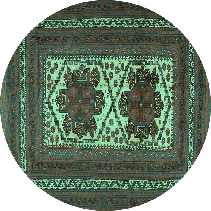 Round Machine Washable Persian Turquoise Traditional Area Rugs, wshtr2752turq