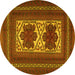 Round Persian Yellow Traditional Rug, tr2752yw
