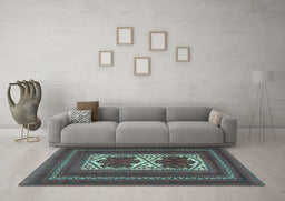 Machine Washable Persian Light Blue Traditional Rug in a Living Room, wshtr2752lblu
