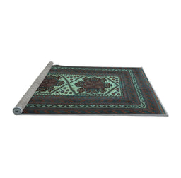 Sideview of Machine Washable Persian Light Blue Traditional Rug, wshtr2752lblu