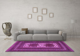 Machine Washable Persian Purple Traditional Area Rugs in a Living Room, wshtr2752pur