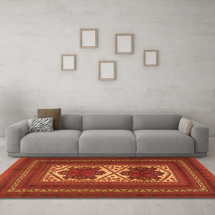 Machine Washable Persian Orange Traditional Area Rugs in a Living Room, wshtr2752org