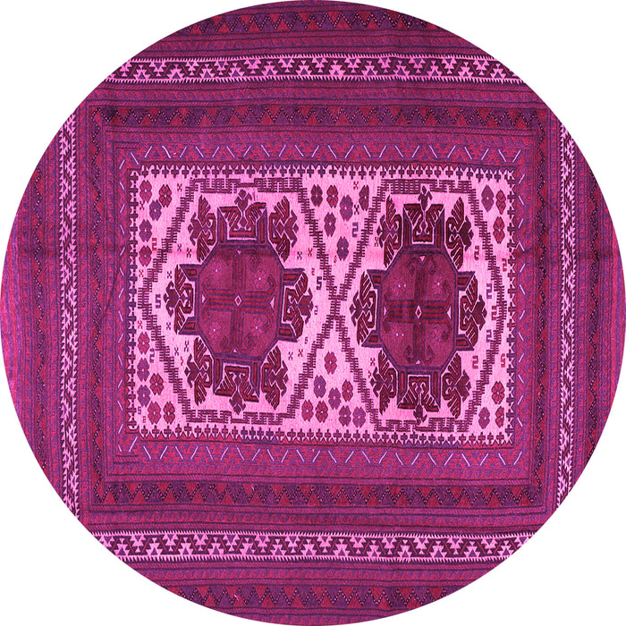 Round Machine Washable Persian Pink Traditional Rug, wshtr2752pnk