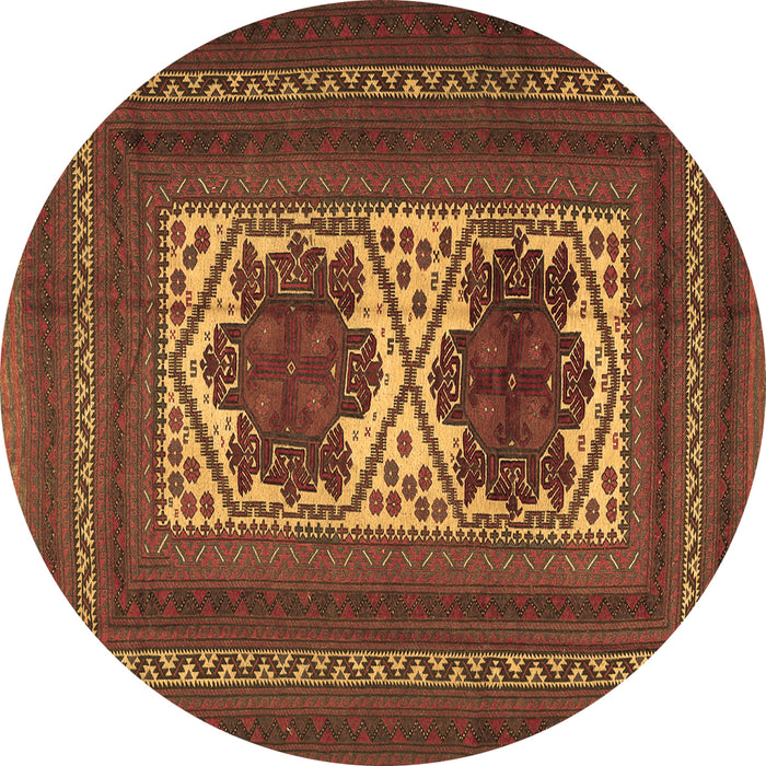 Round Persian Brown Traditional Rug, tr2752brn