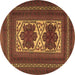 Round Persian Brown Traditional Rug, tr2752brn
