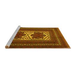 Sideview of Machine Washable Persian Yellow Traditional Rug, wshtr2752yw