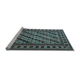 Sideview of Machine Washable Persian Light Blue Traditional Rug, wshtr2753lblu