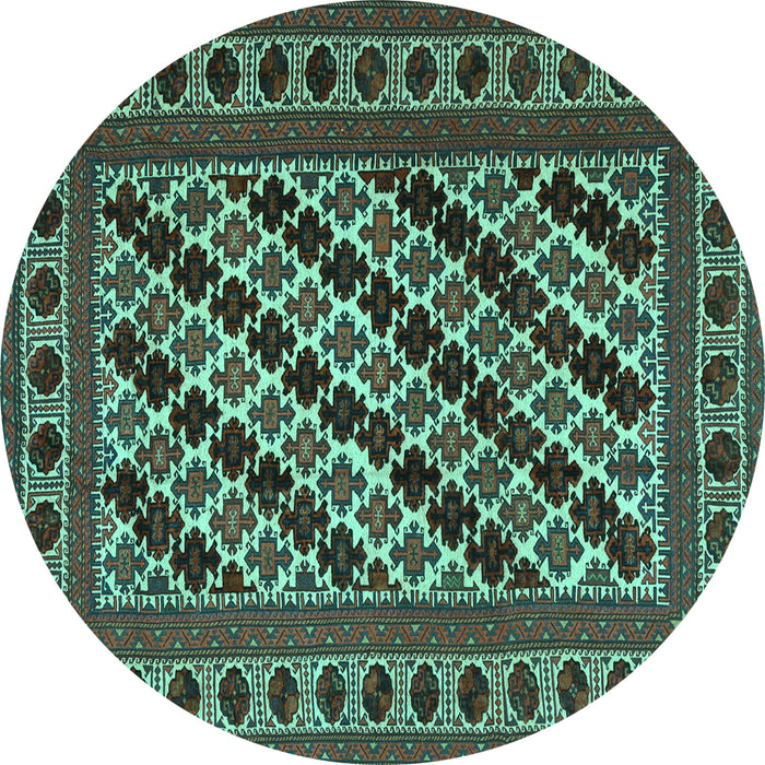 Round Persian Turquoise Traditional Rug, tr2753turq