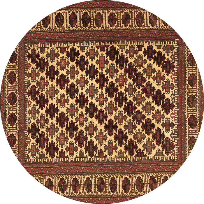 Round Persian Brown Traditional Rug, tr2753brn