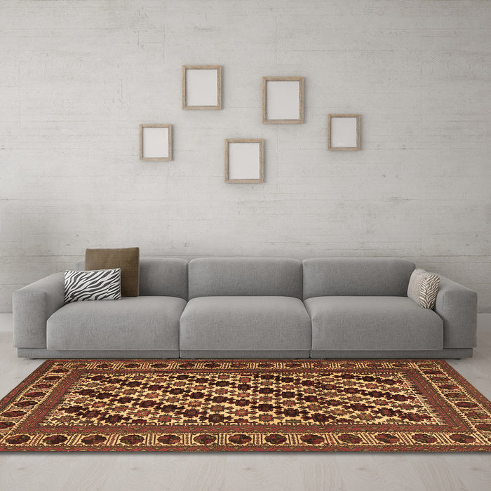 Machine Washable Persian Brown Traditional Rug in a Living Room,, wshtr2753brn