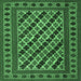 Square Machine Washable Persian Emerald Green Traditional Area Rugs, wshtr2753emgrn