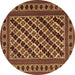 Round Machine Washable Persian Brown Traditional Rug, wshtr2753brn