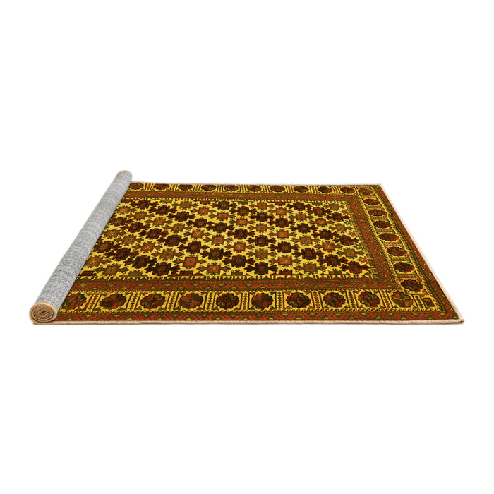 Sideview of Machine Washable Persian Yellow Traditional Rug, wshtr2753yw