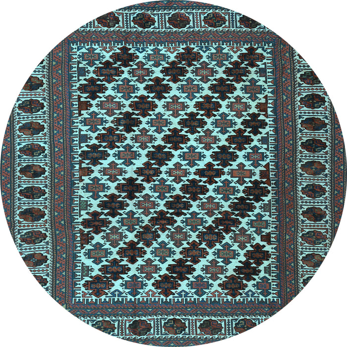 Round Persian Light Blue Traditional Rug, tr2753lblu