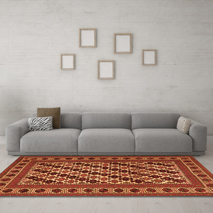 Machine Washable Persian Orange Traditional Area Rugs in a Living Room, wshtr2753org