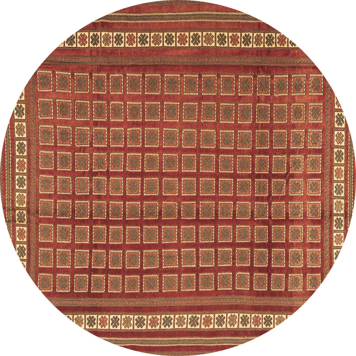Round Southwestern Brown Country Rug, tr2754brn