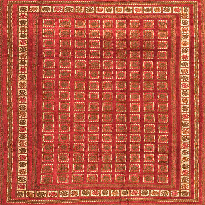 Round Machine Washable Southwestern Orange Country Area Rugs, wshtr2754org